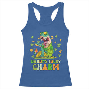 Funny St Patricks Day Kid Racerback Tank Top Mommy's Lucky Charm Cute Dinosaur Boys Kids TS02 Royal Blue Print Your Wear