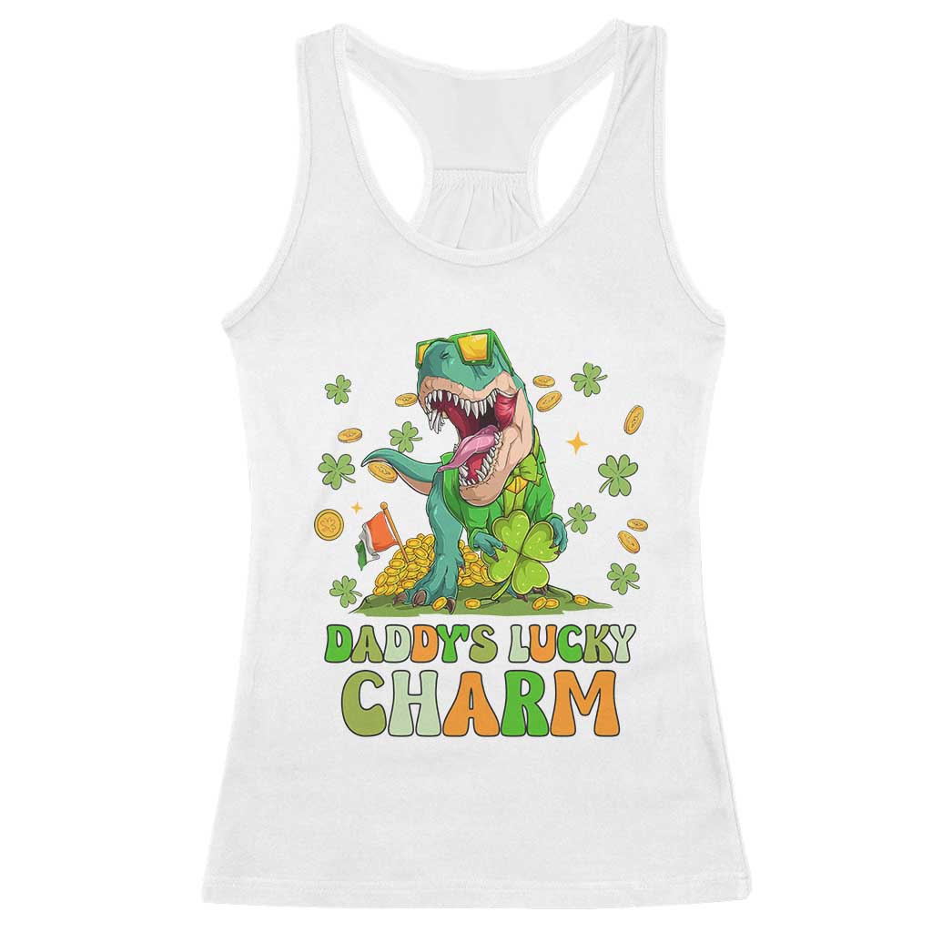 Funny St Patricks Day Kid Racerback Tank Top Mommy's Lucky Charm Cute Dinosaur Boys Kids TS02 White Print Your Wear