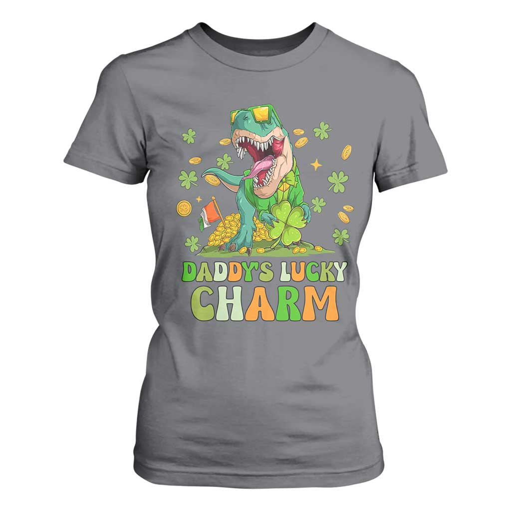 Funny St Patricks Day Kid T Shirt For Women Mommy's Lucky Charm Cute Dinosaur Boys Kids TS02 Charcoal Print Your Wear