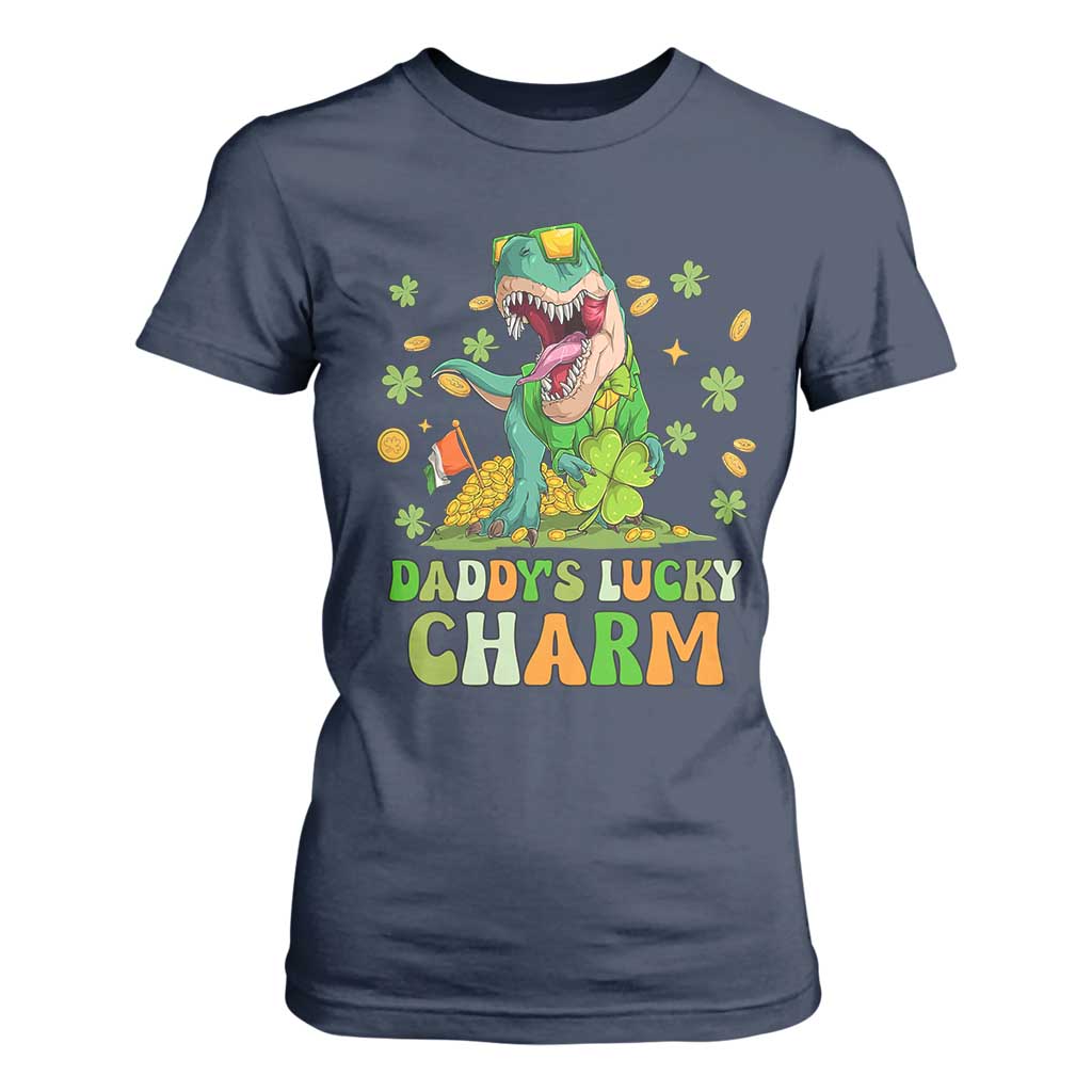 Funny St Patricks Day Kid T Shirt For Women Mommy's Lucky Charm Cute Dinosaur Boys Kids TS02 Navy Print Your Wear