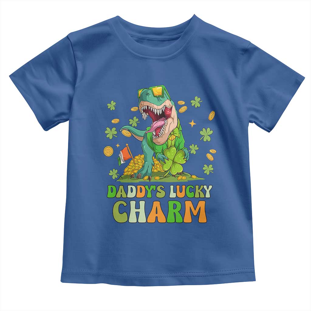 Funny St Patricks Day Kid Toddler T Shirt Mommy's Lucky Charm Cute Dinosaur Boys Kids TS02 Royal Blue Print Your Wear