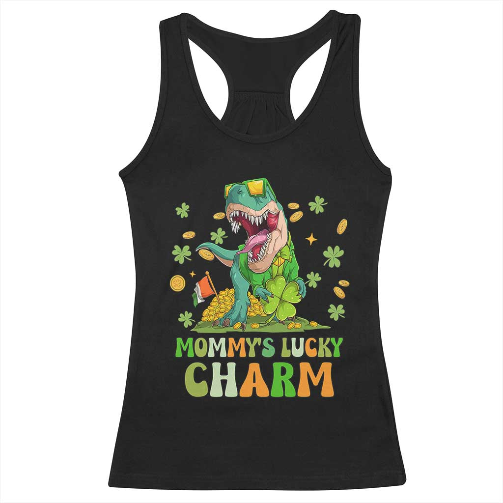 Funny St Patricks Day Kid Racerback Tank Top Daddy's Lucky Charm Cute Dinosaur Boys Kids TS02 Black Print Your Wear