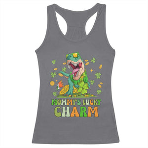 Funny St Patricks Day Kid Racerback Tank Top Daddy's Lucky Charm Cute Dinosaur Boys Kids TS02 Charcoal Print Your Wear