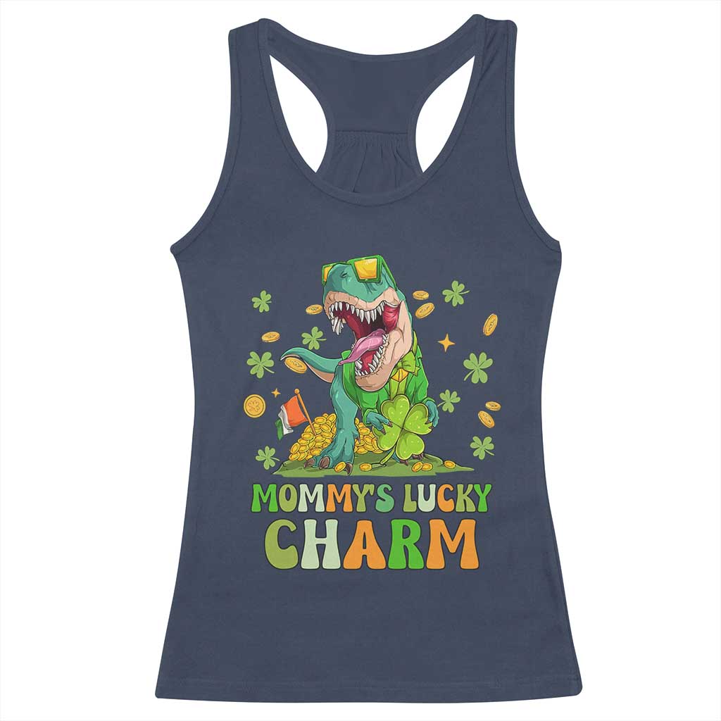 Funny St Patricks Day Kid Racerback Tank Top Daddy's Lucky Charm Cute Dinosaur Boys Kids TS02 Navy Print Your Wear