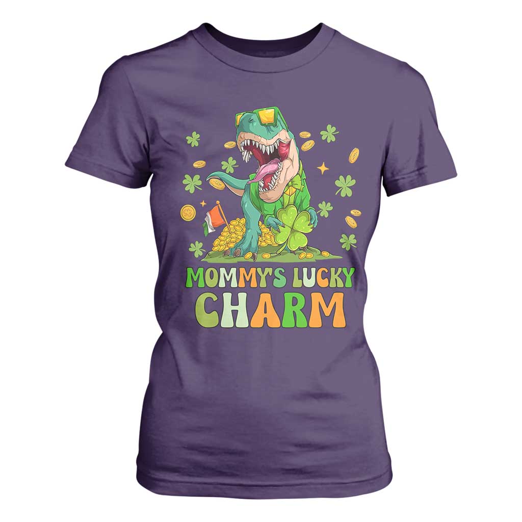 Funny St Patricks Day Kid T Shirt For Women Daddy's Lucky Charm Cute Dinosaur Boys Kids TS02 Purple Print Your Wear