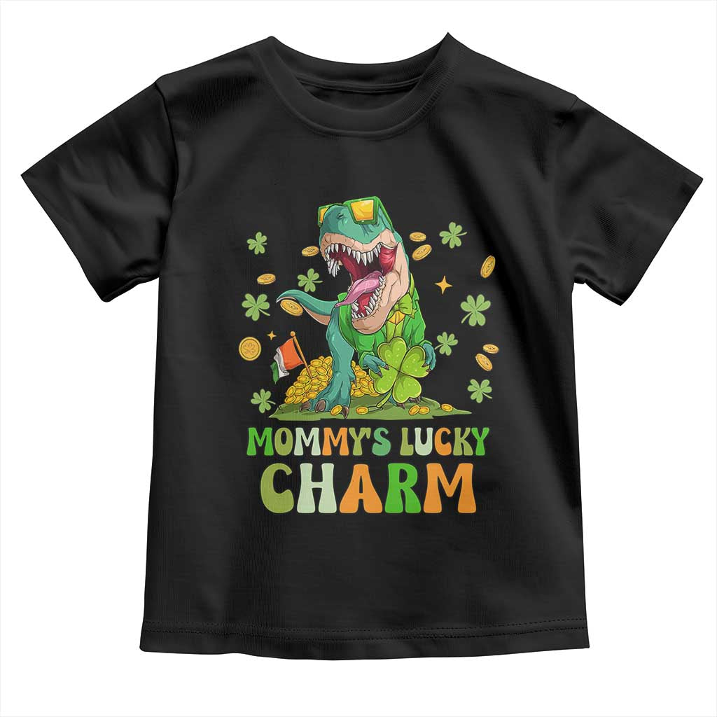 Funny St Patricks Day Kid Toddler T Shirt Daddy's Lucky Charm Cute Dinosaur Boys Kids TS02 Black Print Your Wear