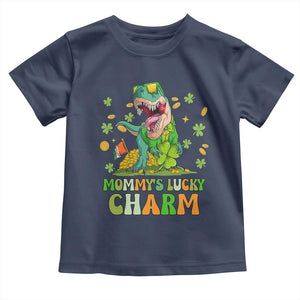 Funny St Patricks Day Kid Toddler T Shirt Daddy's Lucky Charm Cute Dinosaur Boys Kids TS02 Navy Print Your Wear