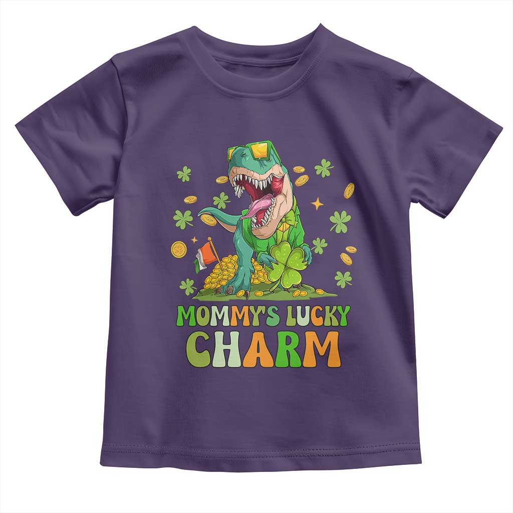 Funny St Patricks Day Kid Toddler T Shirt Daddy's Lucky Charm Cute Dinosaur Boys Kids TS02 Purple Print Your Wear