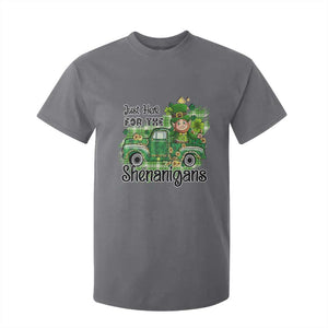 Funny St Patricks Day T Shirt For Kid Just Here For The Shenanigans Truck of Shamrock TS02 Charcoal Print Your Wear