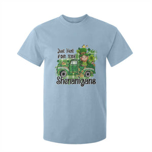 Funny St Patricks Day T Shirt For Kid Just Here For The Shenanigans Truck of Shamrock TS02 Light Blue Print Your Wear