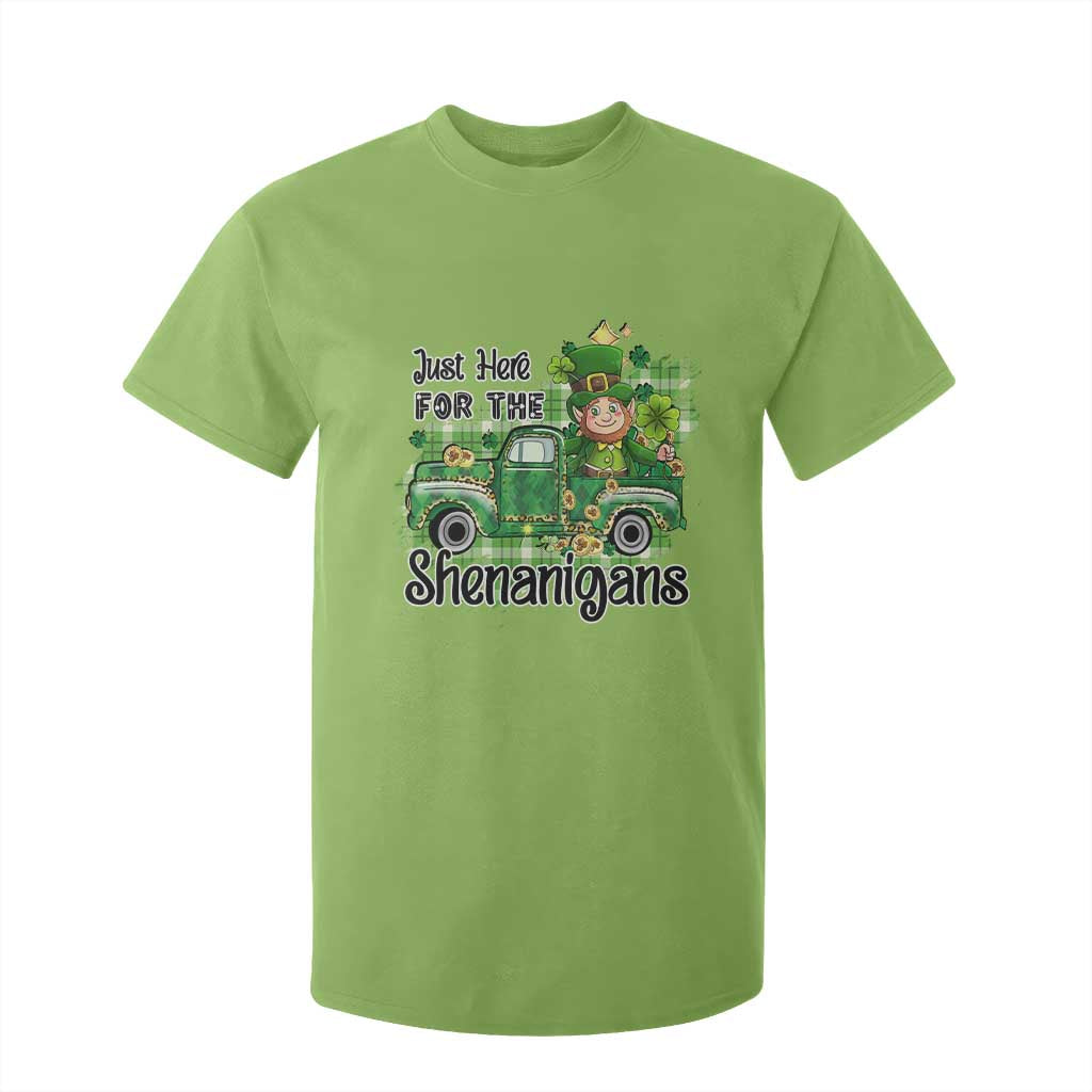 Funny St Patricks Day T Shirt For Kid Just Here For The Shenanigans Truck of Shamrock TS02 Lime Print Your Wear
