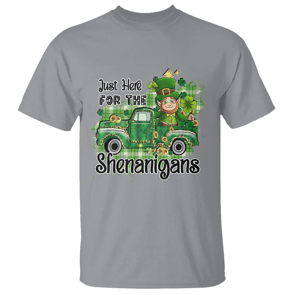 Funny St. Patricks Day T Shirt Just Here For The Shenanigans Truck of Shamrock TS02 Sport Gray Printyourwear