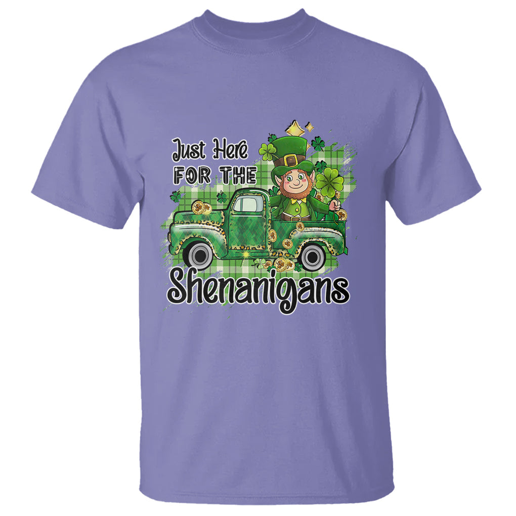 Funny St. Patricks Day T Shirt Just Here For The Shenanigans Truck of Shamrock TS02 Violet Printyourwear