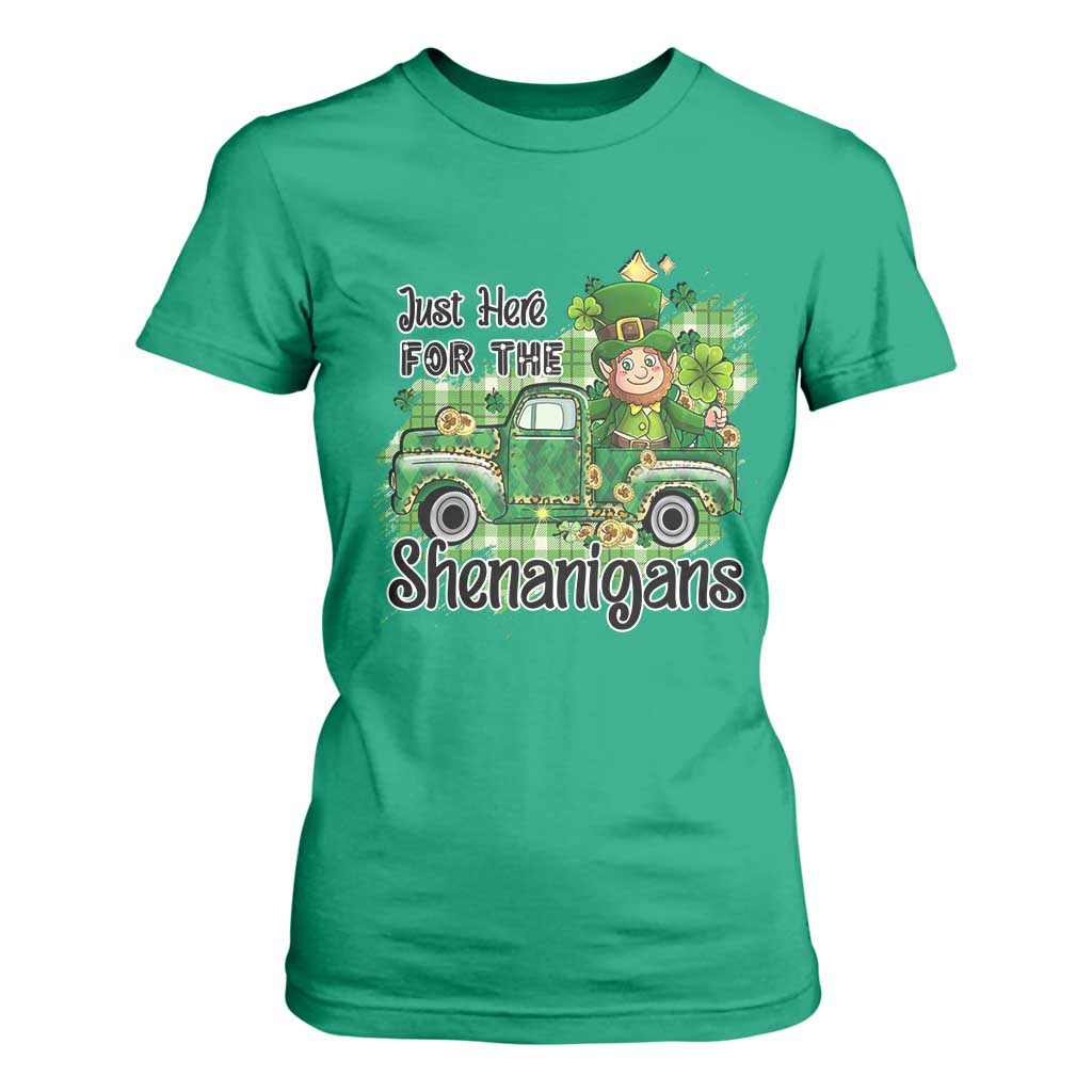 Funny St Patricks Day T Shirt For Women Just Here For The Shenanigans Truck of Shamrock TS02 Irish Green Print Your Wear