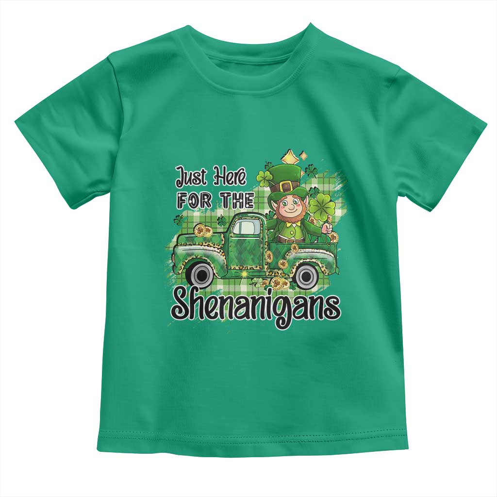 Funny St Patricks Day Toddler T Shirt Just Here For The Shenanigans Truck of Shamrock TS02 Irish Green Print Your Wear