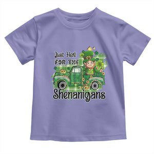 Funny St Patricks Day Toddler T Shirt Just Here For The Shenanigans Truck of Shamrock TS02 Violet Print Your Wear