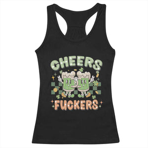 Funny St Patricks Day Drinking Racerback Tank Top Retro Cheers Fuckers Beer Lovers TS02 Black Print Your Wear