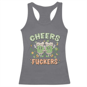 Funny St Patricks Day Drinking Racerback Tank Top Retro Cheers Fuckers Beer Lovers TS02 Charcoal Print Your Wear