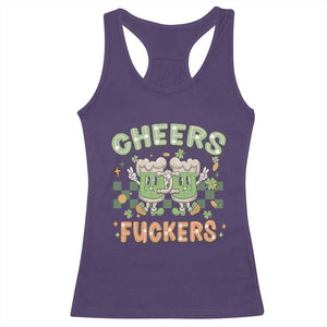 Funny St Patricks Day Drinking Racerback Tank Top Retro Cheers Fuckers Beer Lovers TS02 Purple Print Your Wear
