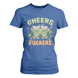 Funny St Patricks Day Drinking T Shirt For Women Retro Cheers Fuckers Beer Lovers TS02 Royal Blue Print Your Wear