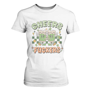 Funny St Patricks Day Drinking T Shirt For Women Retro Cheers Fuckers Beer Lovers TS02 White Print Your Wear