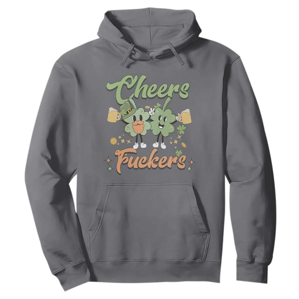 Funny St. Patricks Day Drinking Hoodie Cheers Fuckers Shamrock Lucky Charm TS02 Charcoal Printyourwear
