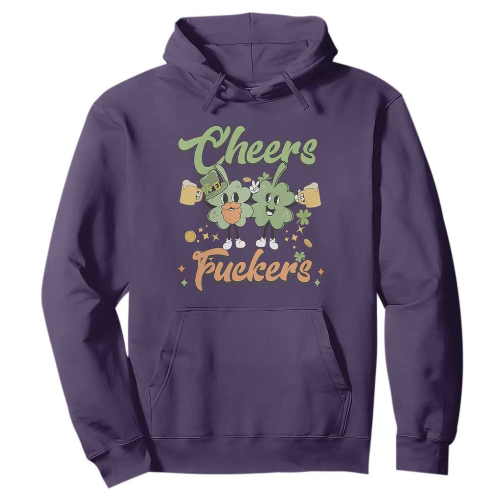 Funny St. Patricks Day Drinking Hoodie Cheers Fuckers Shamrock Lucky Charm TS02 Purple Printyourwear
