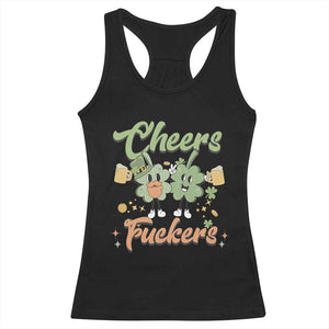Funny St Patricks Day Drinking Racerback Tank Top Cheers Fuckers Shamrock Lucky Charm TS02 Black Print Your Wear