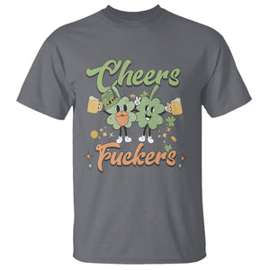 Funny St. Patricks Day Drinking T Shirt Cheers Fuckers Shamrock Lucky Charm TS02 Charcoal Printyourwear