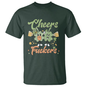 Funny St. Patricks Day Drinking T Shirt Cheers Fuckers Shamrock Lucky Charm TS02 Dark Forest Green Printyourwear
