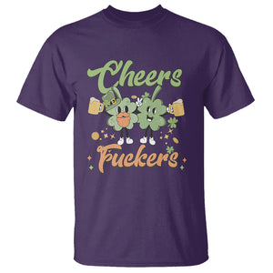 Funny St. Patricks Day Drinking T Shirt Cheers Fuckers Shamrock Lucky Charm TS02 Purple Printyourwear