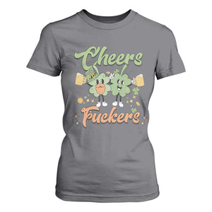 Funny St Patricks Day Drinking T Shirt For Women Cheers Fuckers Shamrock Lucky Charm TS02 Charcoal Print Your Wear
