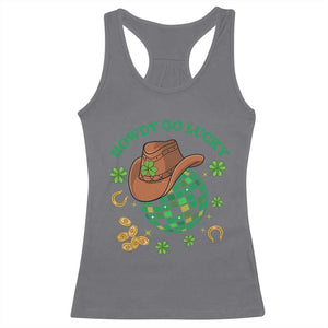Funny St Patricks Cowboy Racerback Tank Top Howdy Go Lucky Retro Disco Western Life TS02 Charcoal Print Your Wear