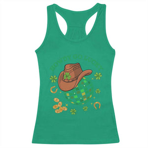 Funny St Patricks Cowboy Racerback Tank Top Howdy Go Lucky Retro Disco Western Life TS02 Irish Green Print Your Wear