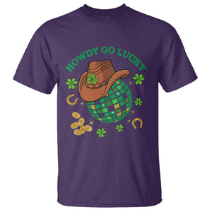 Funny St. Patricks Cowboy T Shirt Howdy Go Lucky Retro Disco Western Life TS02 Purple Printyourwear