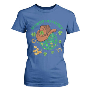 Funny St Patricks Cowboy T Shirt For Women Howdy Go Lucky Retro Disco Western Life TS02 Royal Blue Print Your Wear