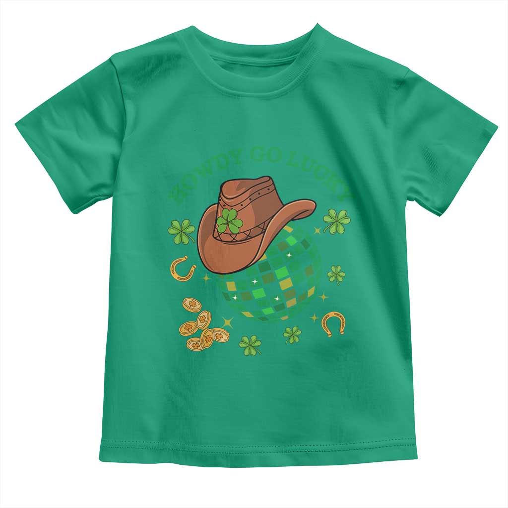 Funny St Patricks Cowboy Toddler T Shirt Howdy Go Lucky Retro Disco Western Life TS02 Irish Green Print Your Wear