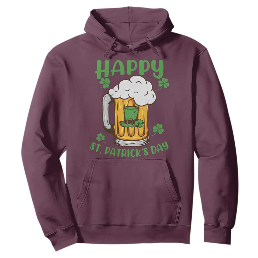 Funny St. Patricks Day Drinking Hoodie Happy Paddy's Patty's Day Beer Lover TS02 Maroon Printyourwear