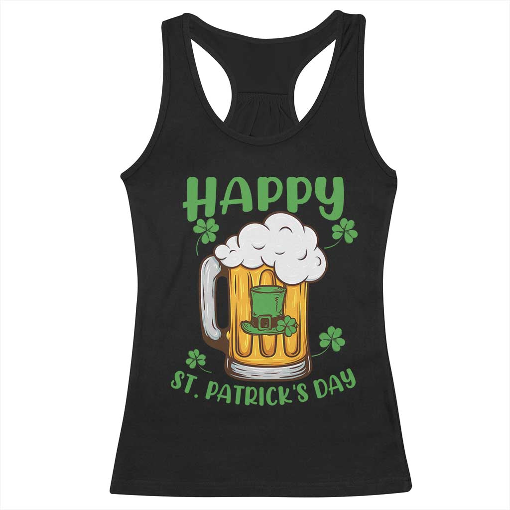 Funny St Patricks Day Drinking Racerback Tank Top Happy Paddy's Patty's Day Beer Lover TS02 Black Print Your Wear