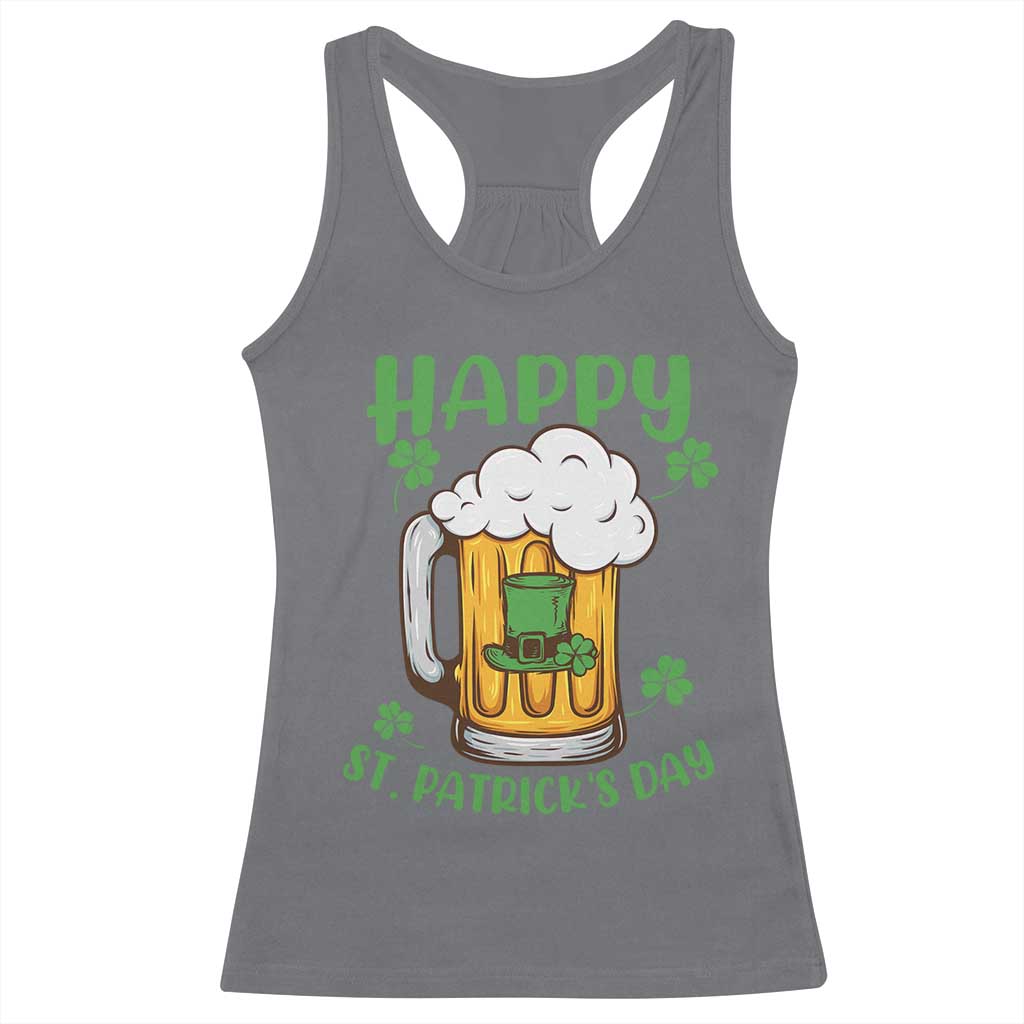 Funny St Patricks Day Drinking Racerback Tank Top Happy Paddy's Patty's Day Beer Lover TS02 Charcoal Print Your Wear