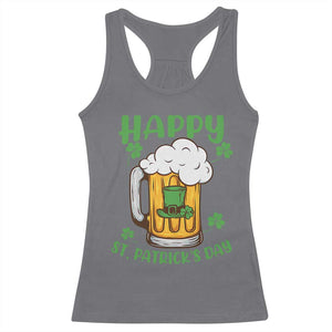 Funny St Patricks Day Drinking Racerback Tank Top Happy Paddy's Patty's Day Beer Lover TS02 Charcoal Print Your Wear