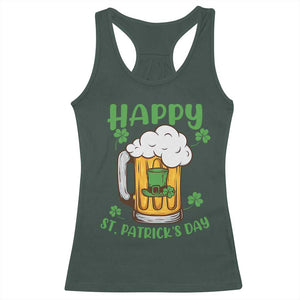 Funny St Patricks Day Drinking Racerback Tank Top Happy Paddy's Patty's Day Beer Lover TS02 Dark Forest Green Print Your Wear