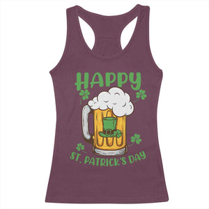 Funny St Patricks Day Drinking Racerback Tank Top Happy Paddy's Patty's Day Beer Lover TS02 Maroon Print Your Wear