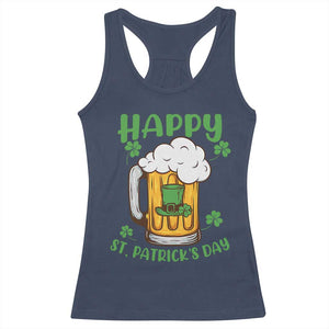 Funny St Patricks Day Drinking Racerback Tank Top Happy Paddy's Patty's Day Beer Lover TS02 Navy Print Your Wear