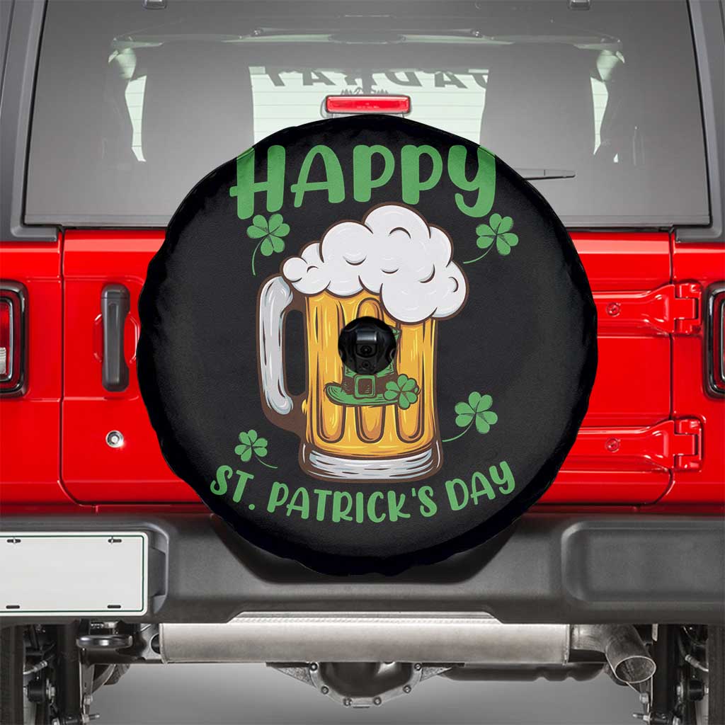Funny St Patricks Day Drinking Spare Tire Cover Happy Paddy's Patty's Day Beer Lover TS02 Black Print Your Wear