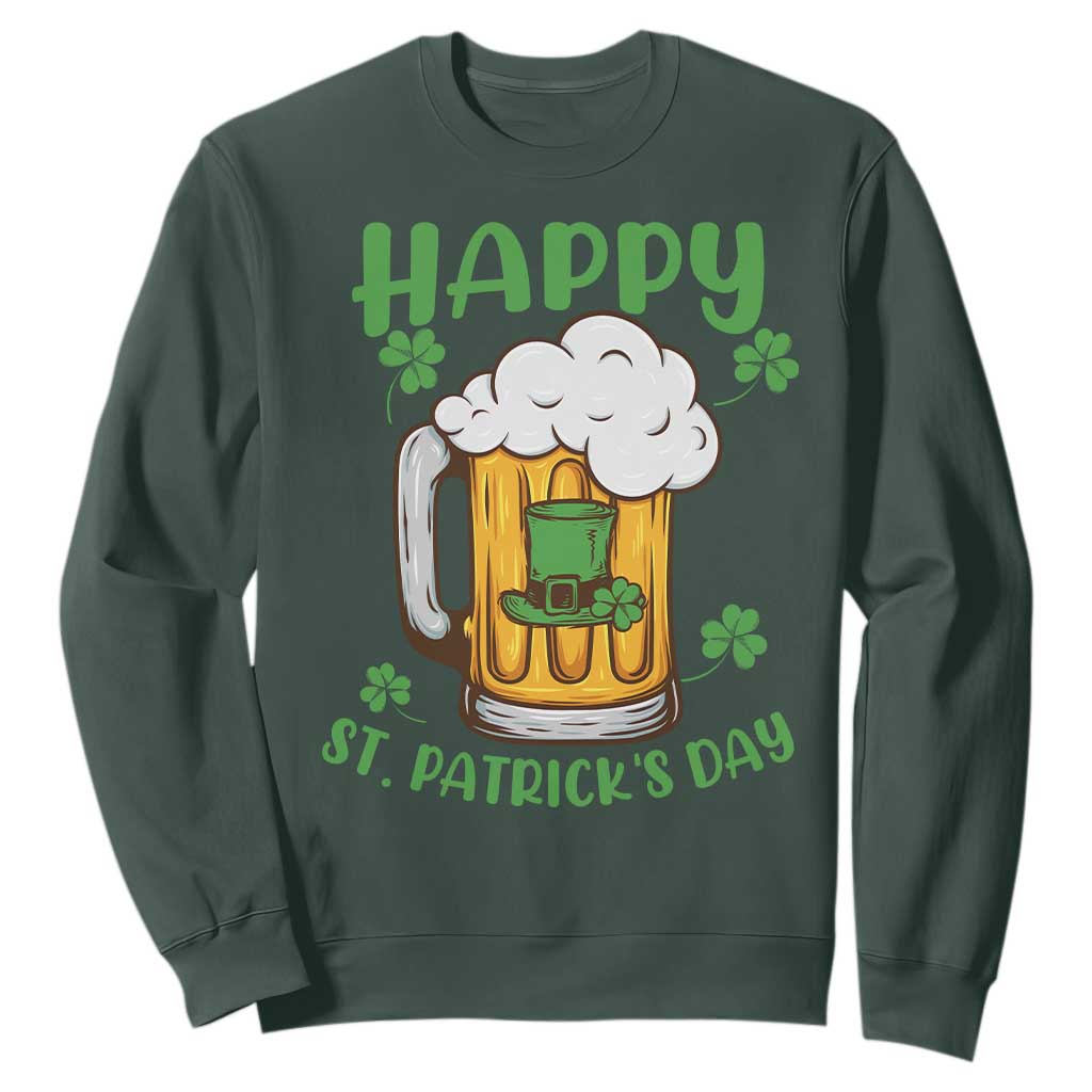 Funny St. Patricks Day Drinking Sweatshirt Happy Paddy's Patty's Day Beer Lover TS02 Dark Forest Green Printyourwear