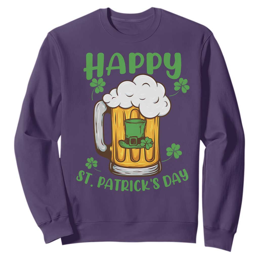 Funny St. Patricks Day Drinking Sweatshirt Happy Paddy's Patty's Day Beer Lover TS02 Purple Printyourwear