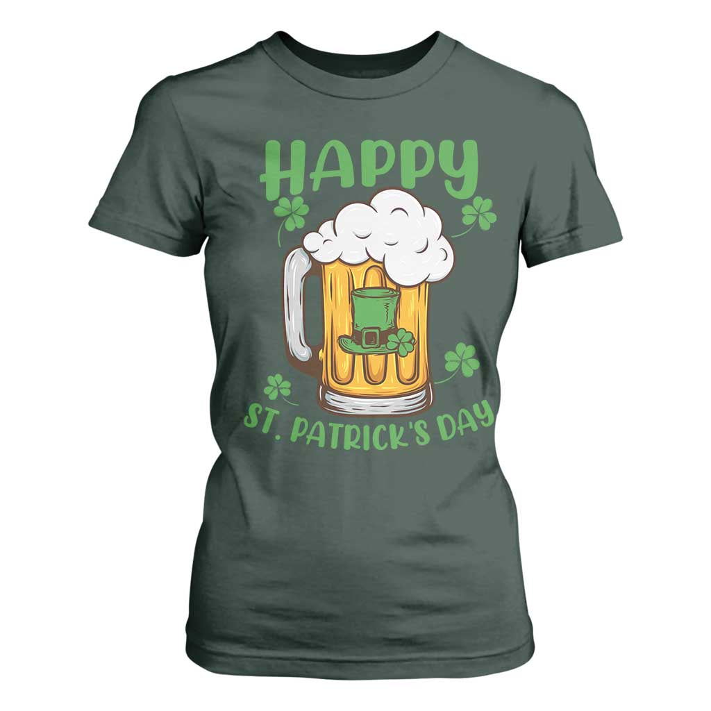 Funny St Patricks Day Drinking T Shirt For Women Happy Paddy's Patty's Day Beer Lover TS02 Dark Forest Green Print Your Wear