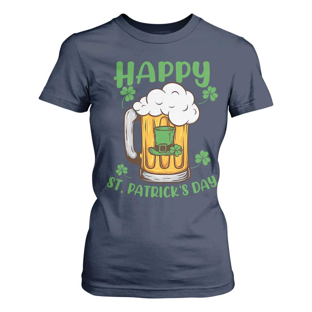 Funny St Patricks Day Drinking T Shirt For Women Happy Paddy's Patty's Day Beer Lover TS02 Navy Print Your Wear