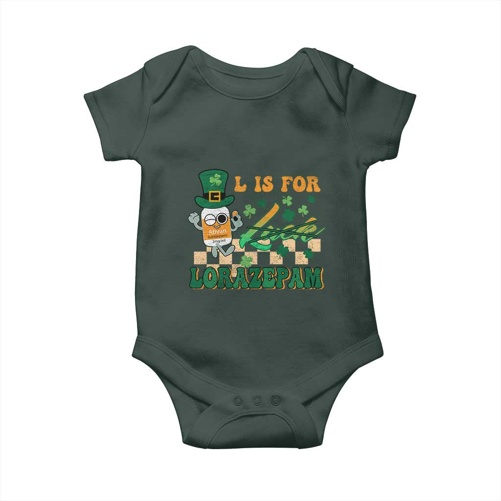 Funny Nurse St Patricks Day Baby Onesie Retro L is for Lorazepam Nursing Life TS02 Print Your Wear